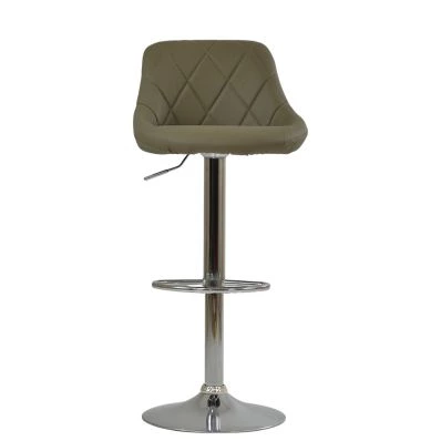 Flo Bar Stool Taupe Leather & Chrome Base