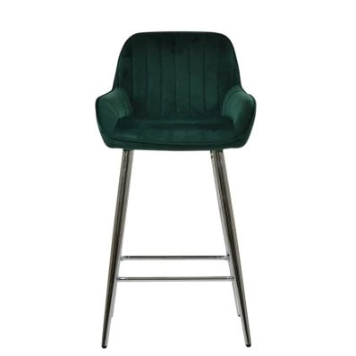 Hamilton Bar Stool Emerald Green Velvet & Chrome Base