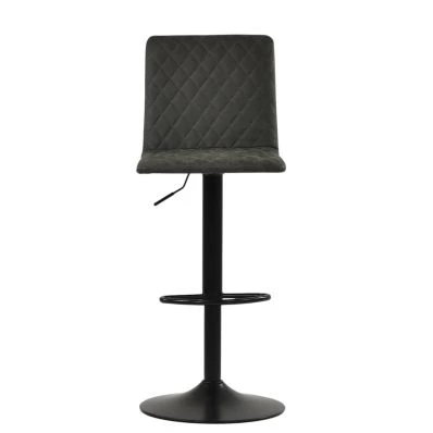 Titan Bar Stool Slate Grey Leather & Black Base