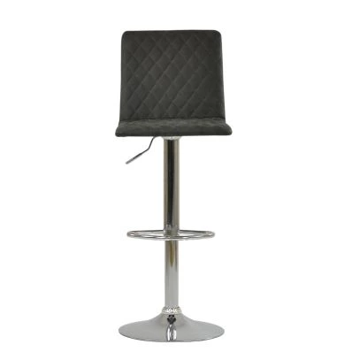 Rocklin Bar Stool Slate Grey Leather & Chrome Base