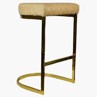 Burrello Bar Stool Cream Leather & Gold Leg 75cm
