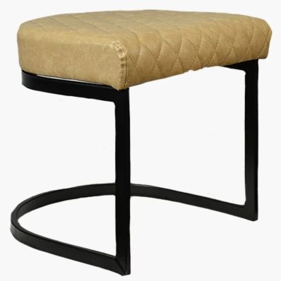 Burrello Low Stool Cream Leather & Black Leg 46cm