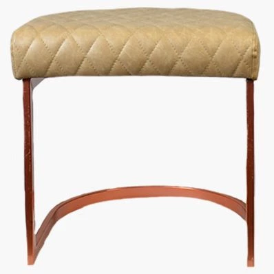 Burrello Low Stool Beige Cream Leather & Rose Gold Leg 46cm