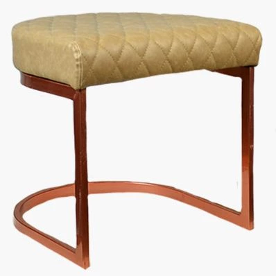 Burrello Low Stool Cream Leather & Rose Gold Leg 46cm