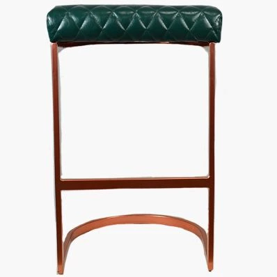 Burrello Bar Stool Forest Green Leather & Rose Gold Leg 75cm