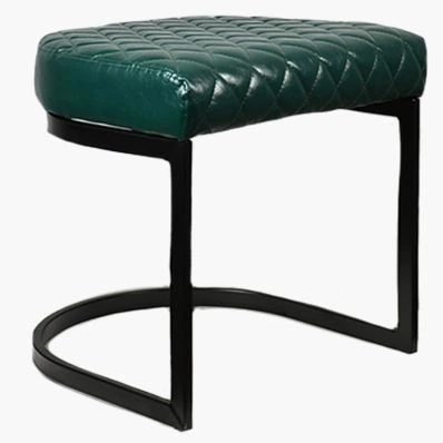 Burrello Low Stool Bottle Green Leather & Black Leg 46cm