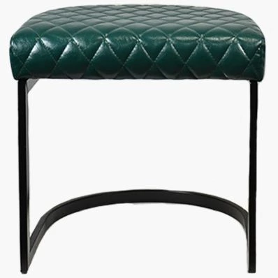 Burrello Low Stool Forest Green Leather & Black Leg 46cm