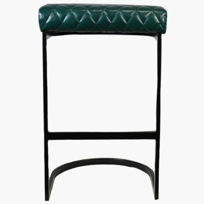 Burrello Bar Stool Forest Green Leather & Black Leg 65cm