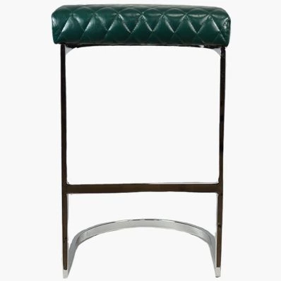 Burrello Bar Stool Forest Green Leather & Chrome Leg 65cm