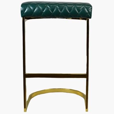 Burrello Bar Stool Forest Green Leather & Brass Leg 75cm