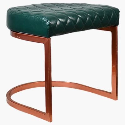 Burrello Low Stool Bottle Green Leather & Rose Gold Leg 46cm