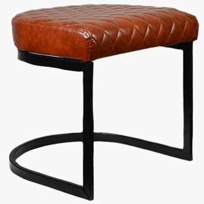 Burrello Low Stool Vintage Tan Brown Leather & Black Leg 46cm