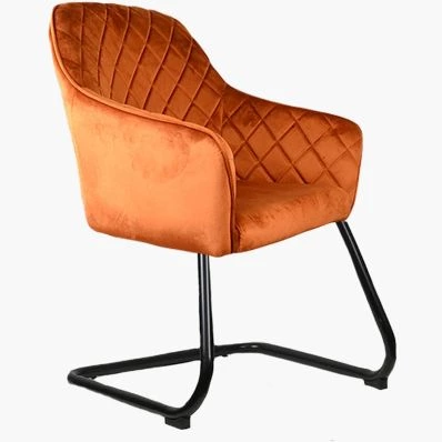 Peco Office Chair Burnt Orange Velvet & Black Base