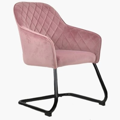 Campo Dining Chair Pink Velvet & Black Leg