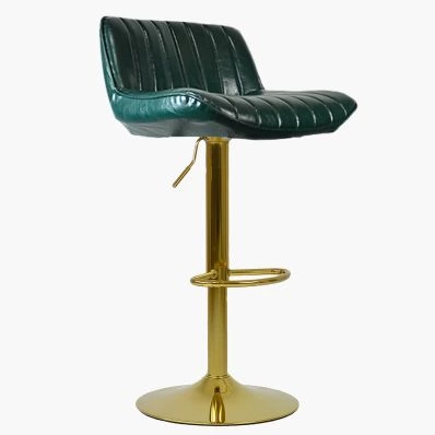 Canberra Bar Stool Bottle Green Leather & Gold Base