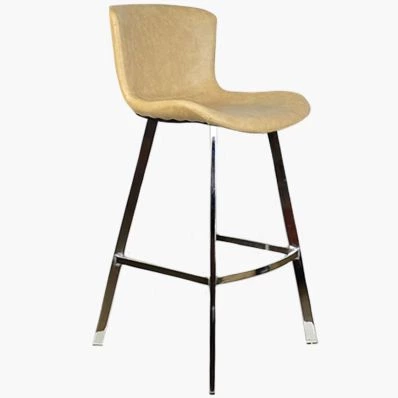 Caribe Bar Stool Cream Leather & Chrome Leg 75cm