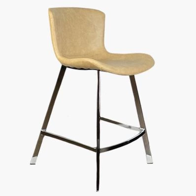 Caribe Bar Stool Cream Leather & Chrome Leg 65cm