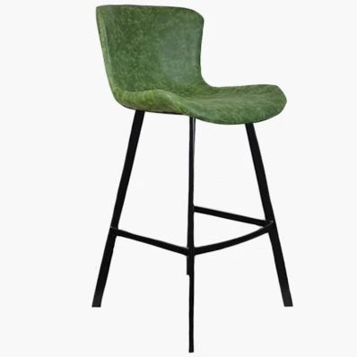 Caribe Bar Stool Vintage Green Leather & Black Leg 75cm