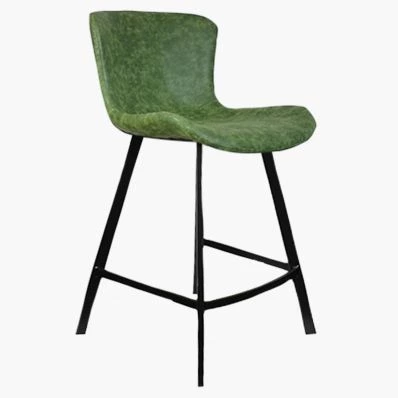 Caribe Bar Stool Vintage Green Leather & Black Leg 65cm
