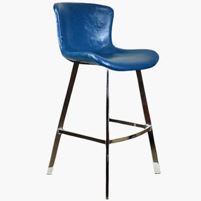 Caribe Bar Stool Blue Leather & Chrome Leg 75cm