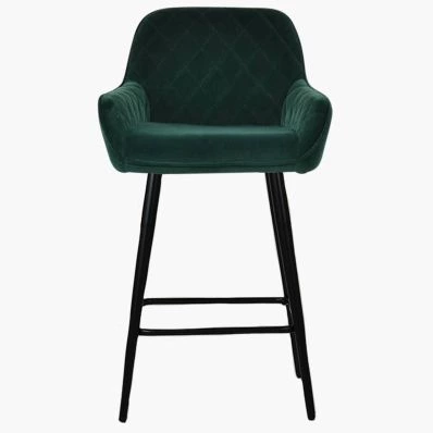 Carson Bar Stool Emerald Green Velvet & Black Leg