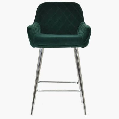 Carson Bar Stool Emerald Green Velvet & Chrome Leg