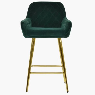 Carson Bar Stool Emerald Green Velvet & Gold Leg