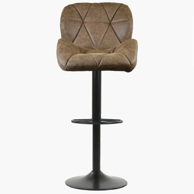Cedar Bar Stool Aged Brown Leather & Black Base
