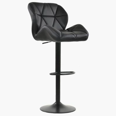 Cedar Bar Stool Black Leather & Black Base