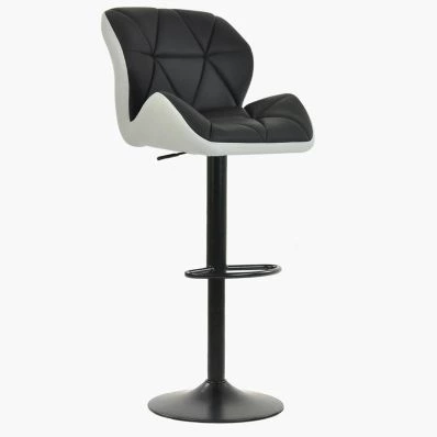 Cedar Bar Stool Black & White Leather & Black Base