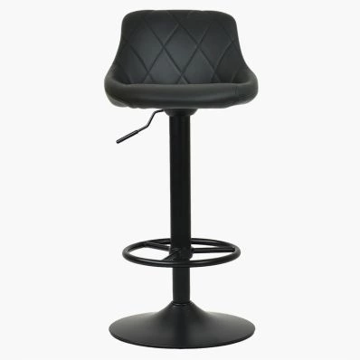 Charlie Bar Stool Black Leather & Black Base