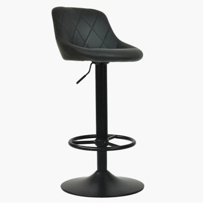 Charlie Bar Stool Black Leather & Black Base