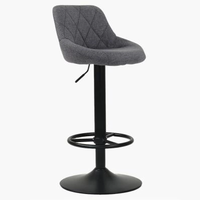 Charlie Bar Stool Dark Grey Fabric & Black Base