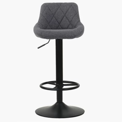 Charlie Bar Stool Dark Grey Fabric & Black Base