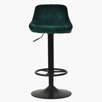 Charlie Bar Stool Emerald Green Velvet & Black Base