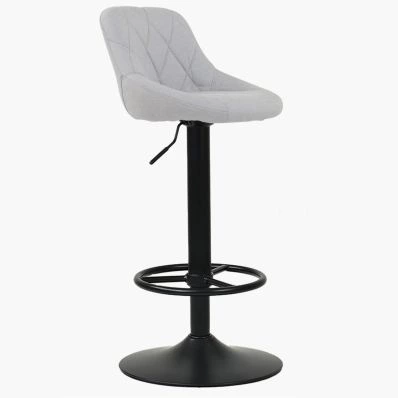 Charlie Bar Stool Grey Fabric & Black Base