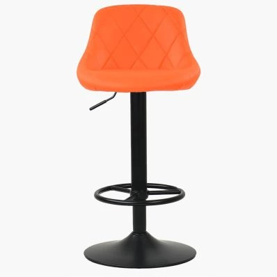 Charlie Bar Stool Orange Leather & Black Base