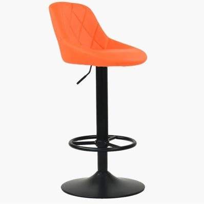 Charlie Bar Stool Orange Leather & Black Base