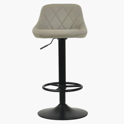 Charlie Bar Stool Taupe Leather & Black Base