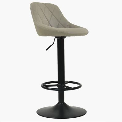 Charlie Bar Stool Taupe Leather & Black Base