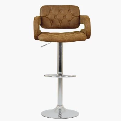 Chase  Bar Stool Antique Brown Leather & Chrome Base
