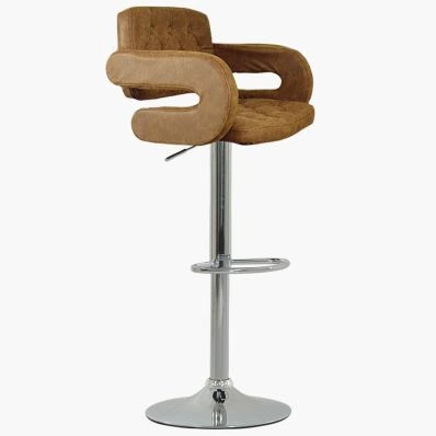 Chase  Bar Stool Antique Brown Leather & Chrome Base