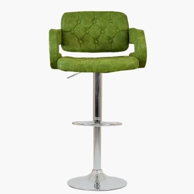 Chase Bar Stool Vintage Green Leather & Chrome Base
