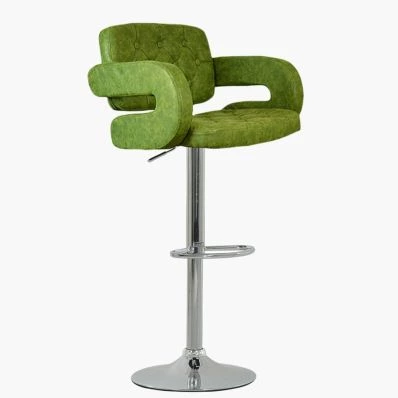 Chase Bar Stool Vintage Green Leather & Chrome Base