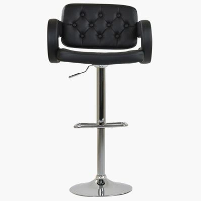 Chase Bar Stool Black Leather & Chrome Base