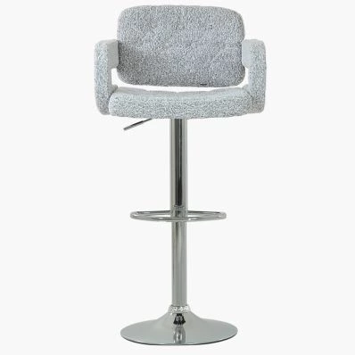 Chase Bar Stool Grey Boucle Fabric & Chrome Base