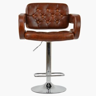 Chase Bar Stool Tan Brown Leather & Chrome Base