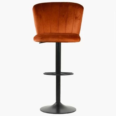 Chelsea Bar Stool Burnt Orange Velvet & Black Base