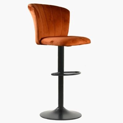 Chelsea Bar Stool Burnt Orange Velvet & Black Base