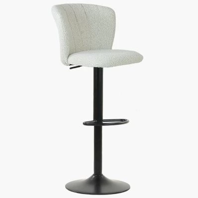 Harlem Bar Stool Cream Boucle Fabric & Black Base